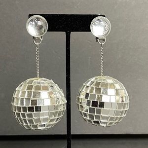 Pair disco ball earrings mirrored from the 1989’s